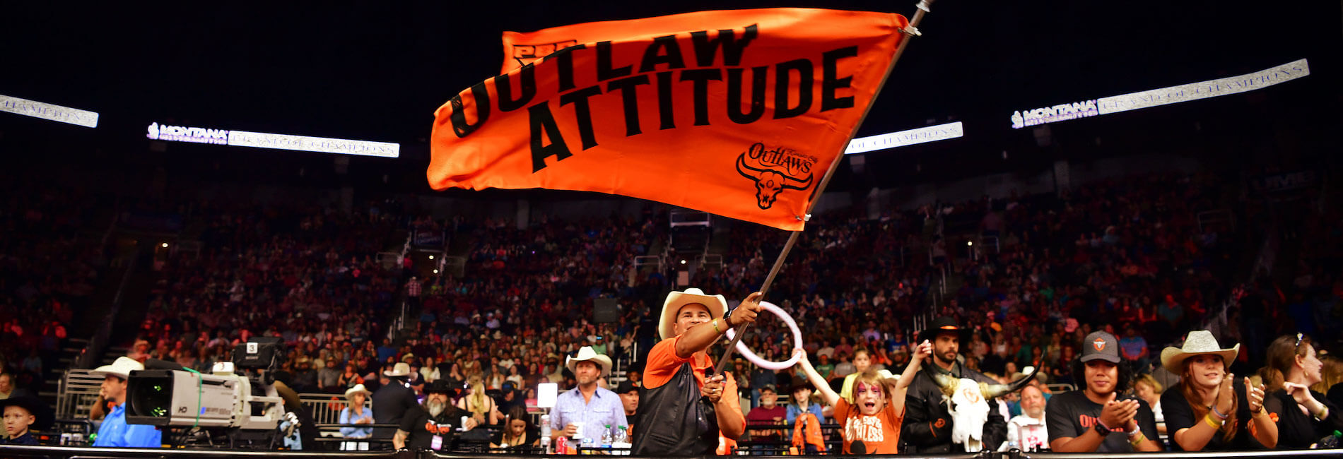 KC Outlaw Banner waving with the slogan Outlaw Attitude.