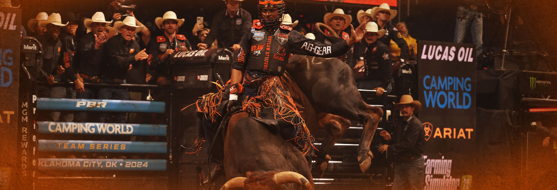 #1 Bull-Rider in the World, Cassio Dias attempting to complete a ride.