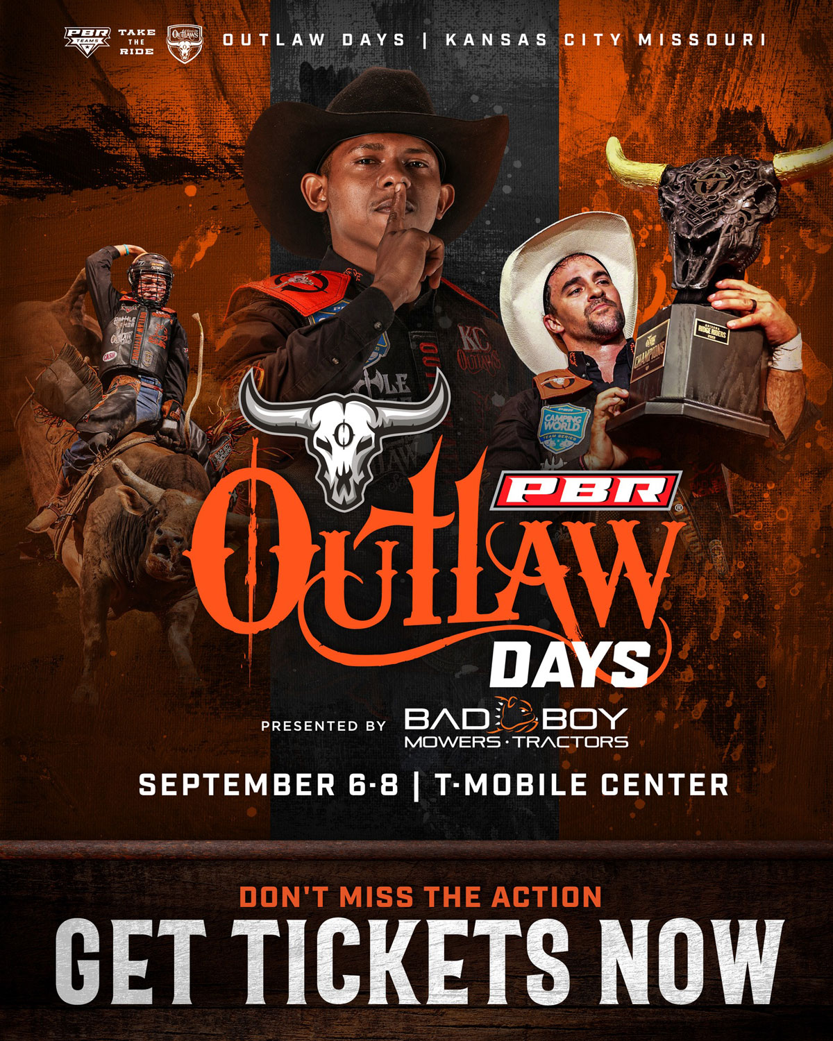 Professional Bull Riders: Outlaw Days - T-Mobile Center Sept. 6-8th, 2024